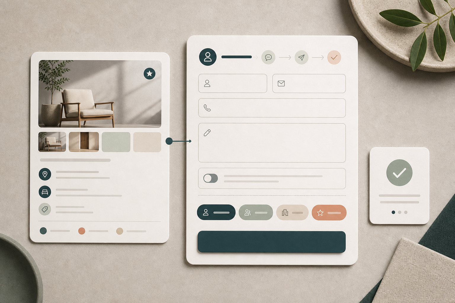 Editorial context enquiry form connected to listing and routing cards.