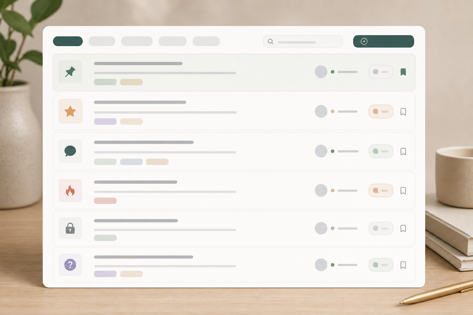 Editorial forum topics list with topic rows, reply counts, and activity states.