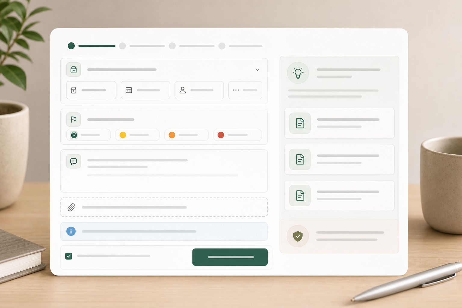 Editorial support ticket form with required fields, priority, and suggestions panel.